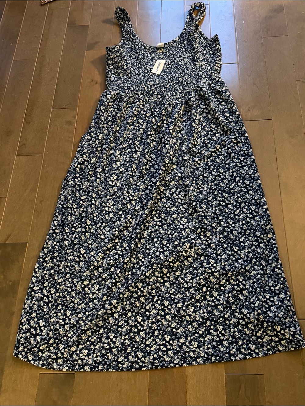 Floral Navy Blue Sleeveless Midi Dress